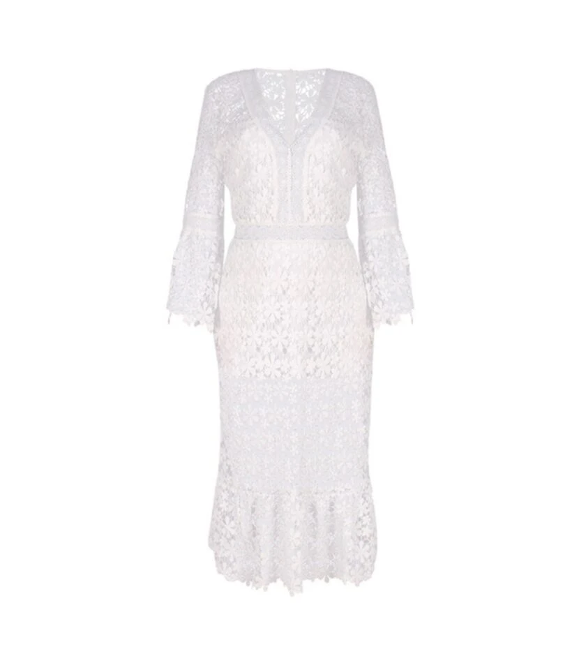 V Neckline Lace Hollow Swing Dress 210628134 6 V Neckline Lace Hollow Swing Dress 210628134 - Image 4