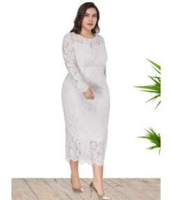 Plus Size Lace Hollow Bodycon Slim Evening Dress 210722029 11 Plus Size Lace Hollow Bodycon Slim Evening Dress 210722029 -NIKA Clothing Shop 210722029 2