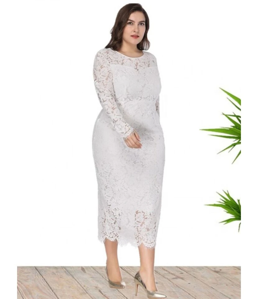 Plus Size Lace Hollow Bodycon Slim Evening Dress 210722029 7 Plus Size Lace Hollow Bodycon Slim Evening Dress 210722029 - Image 5