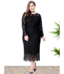 Plus Size Lace Hollow Bodycon Slim Evening Dress 210722029 10 Plus Size Lace Hollow Bodycon Slim Evening Dress 210722029 -NIKA Clothing Shop 210722029 3