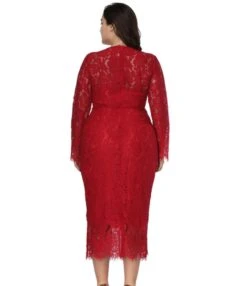 Plus Size Lace Hollow Bodycon Slim Evening Dress 210722029 9 Plus Size Lace Hollow Bodycon Slim Evening Dress 210722029 -NIKA Clothing Shop 210722029 4