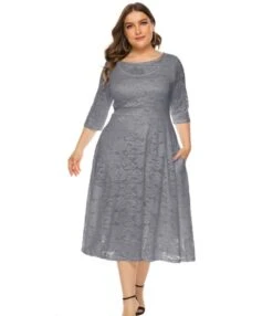 Plus Size Lace Hollow Pocket Detail Evening Dress 210722587 25 Plus Size Lace Hollow Pocket Detail Evening Dress 210722587 -NIKA Clothing Shop 210722587 10