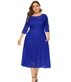 Plus Size Lace Hollow Pocket Detail Evening Dress 210722587 23 Plus Size Lace Hollow Pocket Detail Evening Dress 210722587 -NIKA Clothing Shop 210722587 11