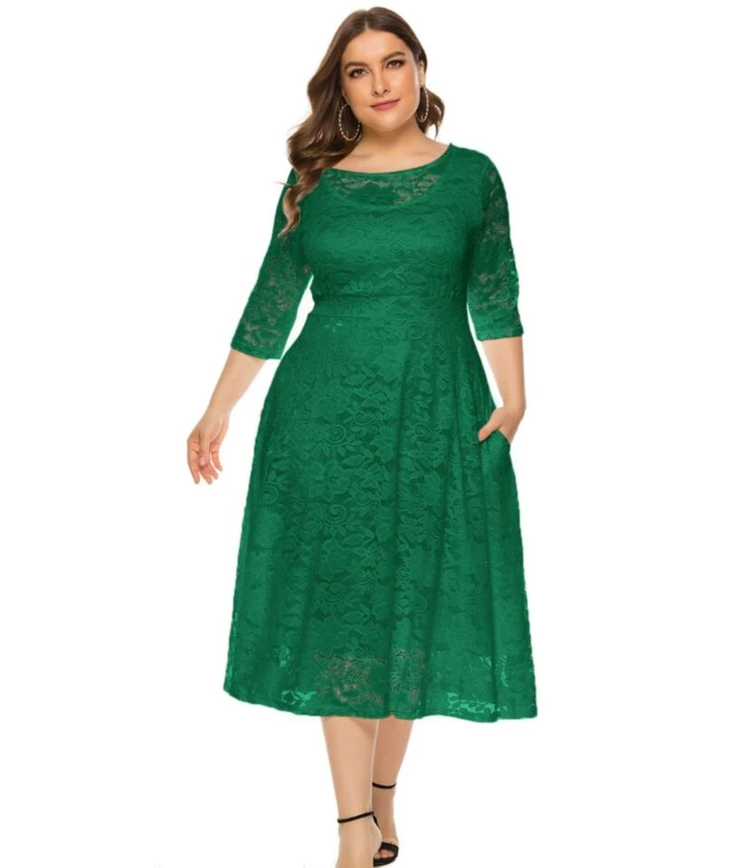 Plus Size Lace Hollow Pocket Detail Evening Dress 210722587 12 Plus Size Lace Hollow Pocket Detail Evening Dress 210722587 - Image 10