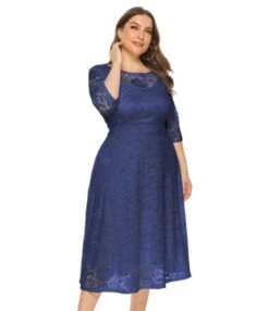 Plus Size Lace Hollow Pocket Detail Evening Dress 210722587 22 Plus Size Lace Hollow Pocket Detail Evening Dress 210722587 -NIKA Clothing Shop 210722587 5