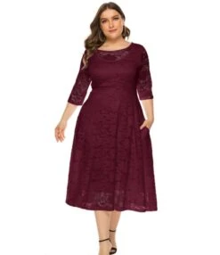 Plus Size Lace Hollow Pocket Detail Evening Dress 210722587 19 Plus Size Lace Hollow Pocket Detail Evening Dress 210722587 -NIKA Clothing Shop 210722587 9