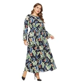 Plus Size Floral Print Swing Maxi Dress 210722747 -NIKA Clothing Shop 210722747 2
