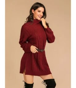 Mock Neck Jersey Sweater Dress Without Belt 210730369 -NIKA Clothing Shop 210730369 2
