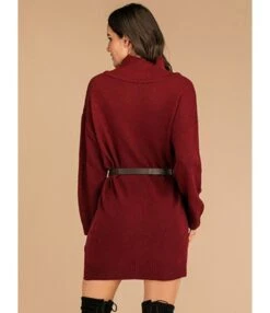 Mock Neck Jersey Sweater Dress Without Belt 210730369 -NIKA Clothing Shop 210730369 3