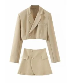 Commute Solid Casual Short Suit High Waist Skirt 2pcs Sets 210805504 -NIKA Clothing Shop 210805504 1