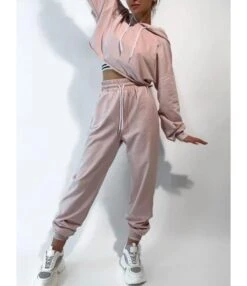 2 Pieces Set Pullover Lace Up Sweatshirts Pants Sets 210807064