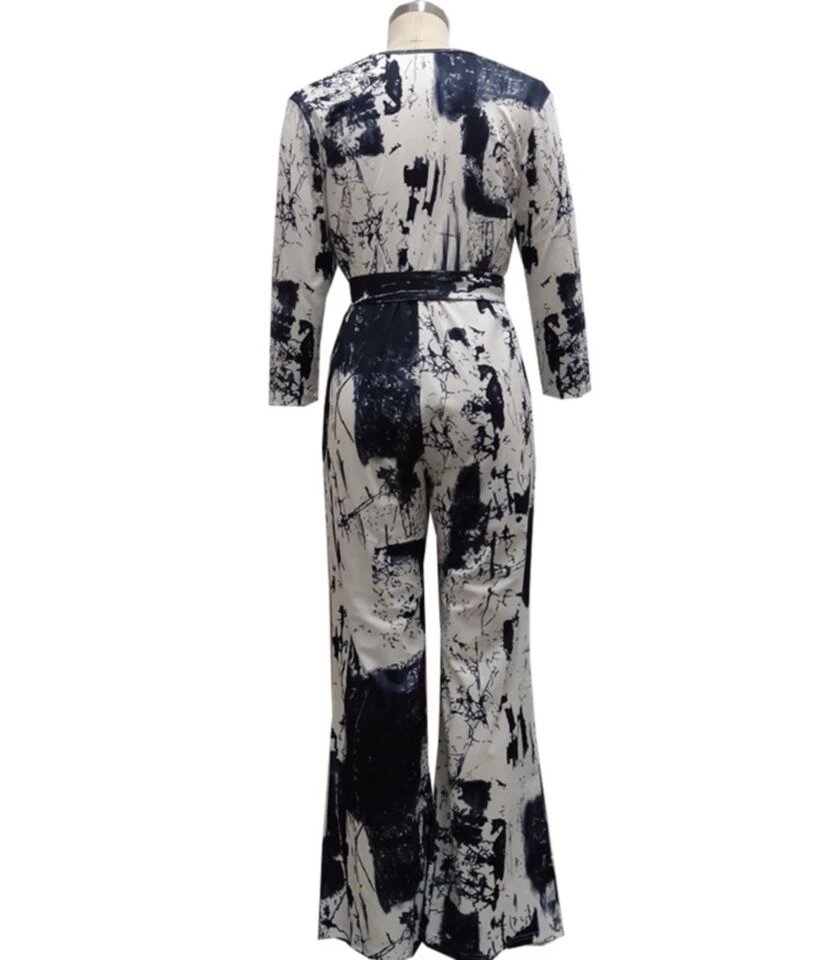 Tie Dye & Tiger Print Surplice Collar Lace-up Waist Jumpsuit 210810319 8 Tie Dye & Tiger Print Surplice Collar Lace-up Waist Jumpsuit 210810319 - Image 6