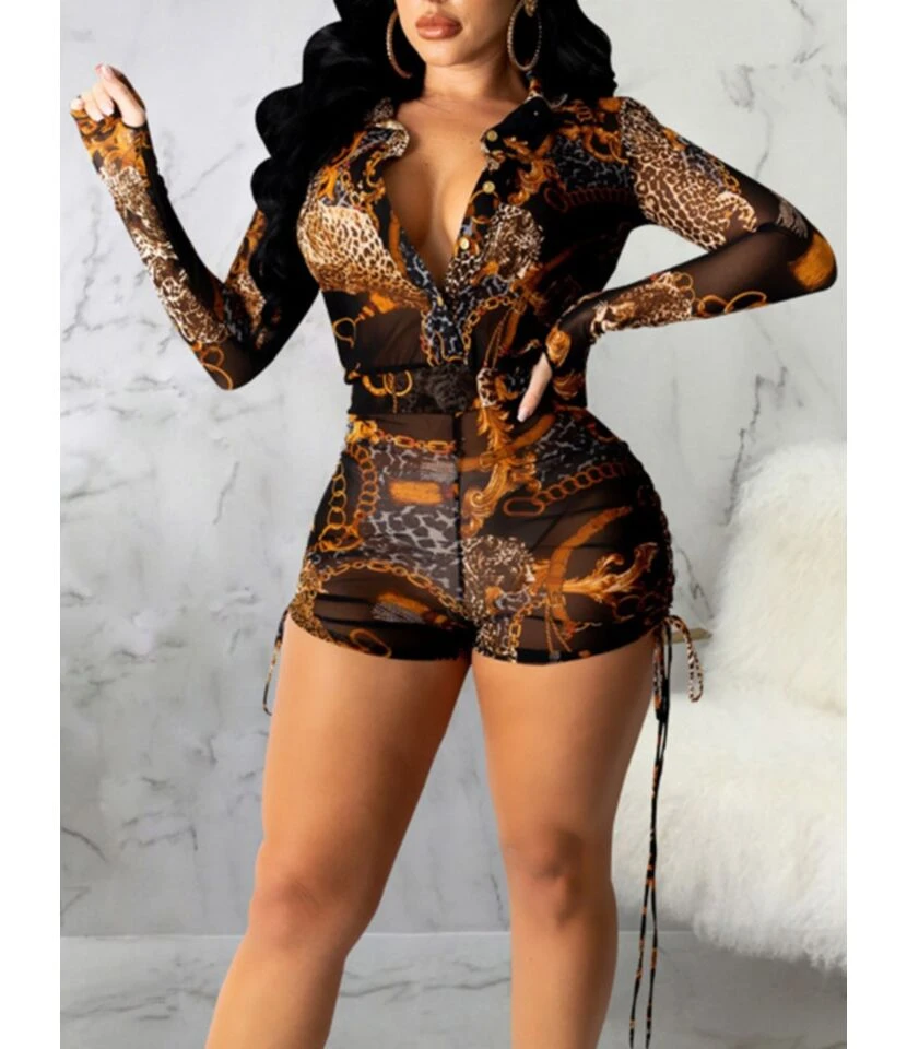 Best-seller Fashion Leopard Shirt Strappy Jumpsuit 210810448 3 Best-seller Fashion Leopard Shirt Strappy Jumpsuit 210810448