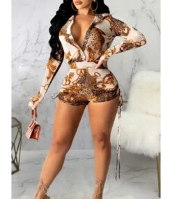 Best-seller Fashion Leopard Shirt Strappy Jumpsuit 210810448 8 Best-seller Fashion Leopard Shirt Strappy Jumpsuit 210810448 -NIKA Clothing Shop 210810448 2