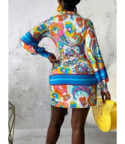 Long Sleeve V-Neck Bodycon Dress With Belt 210810705 10 Long Sleeve V-Neck Bodycon Dress With Belt 210810705 -NIKA Clothing Shop 210810705 2