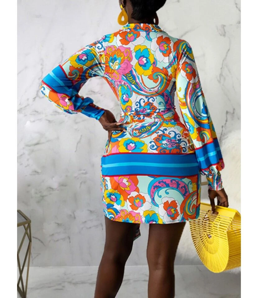 Long Sleeve V-Neck Bodycon Dress With Belt 210810705 5 Long Sleeve V-Neck Bodycon Dress With Belt 210810705 - Image 3