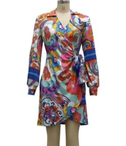 Long Sleeve V-Neck Bodycon Dress With Belt 210810705 11 Long Sleeve V-Neck Bodycon Dress With Belt 210810705 -NIKA Clothing Shop 210810705 3