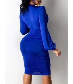 Midi Dress Bodycon Solid Low Cut 210810946 -NIKA Clothing Shop 210810946 5