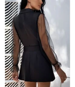 See-through Lantern Sleeves Collect Waist Suit Skirt 210826374 -NIKA Clothing Shop 210826374 2