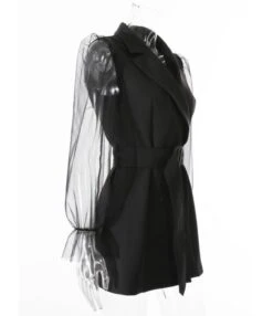 See-through Lantern Sleeves Collect Waist Suit Skirt 210826374 -NIKA Clothing Shop 210826374 4