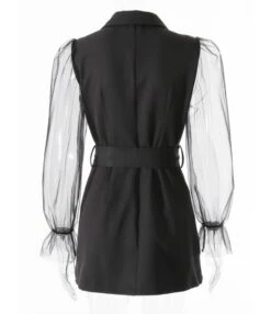 See-through Lantern Sleeves Collect Waist Suit Skirt 210826374 -NIKA Clothing Shop 210826374 5