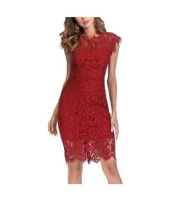 Sexy Solid Color Lace Embroidery Slim Hip Dresses Wholesale Dresses N5923090500002 -NIKA Clothing Shop 21150387406 401323235 5