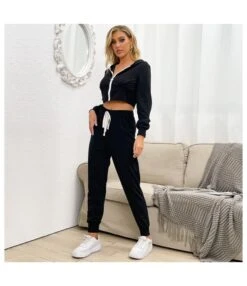 Two Pieces Zipper Up Hoodie Crop Top And Sweatpants Casual Tracksuits Set SO030514 -NIKA Clothing Shop 212a98a7 e046 4467 947a 944963183d95 C3CBBAF32019DBEB656F6D7047CD56E5