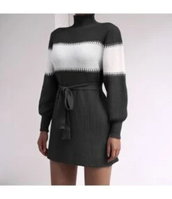 Turtle Neck Knitted Wholesale Women Dress SD160388