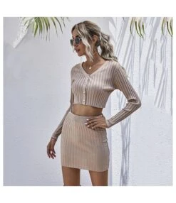 2pcs Wholesale Women Sets Jersey Crop Top + Skirt SO160665