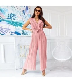 Women Sleeveless V Neck Ruffle Hem Pleated Wholesale Jumpsuits SJN580414 -NIKA Clothing Shop 2defa470 77b8 49f5 932d 33888a228c53 a40e901f072728e1ef5bfb7fc7e679a4