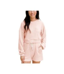 Solid Color Crew Neck Pullover Long Sleeve Sweatshirt Shorts Wholesale Womens 2 Piece Sets N3823103000045 -NIKA Clothing Shop 3040cef48f674e89b579b0ad0120d352 5
