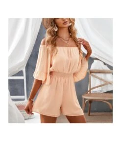 Ruffled Ruffle Off-Shoulder Half-Sleeves Playssuits Wholesale Women'S Clothing N4623051900044 -NIKA Clothing Shop 32217d6f976a4609b67cb008010626d3 5