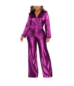 Sexy V-Neck Nightclub Long Sleeve Wide Leg Wholesale Jumpsuits SJN562578
