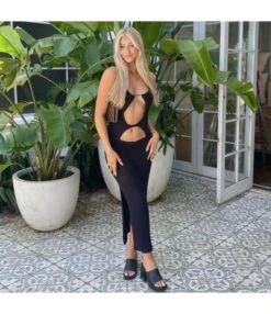 Sexy Suspenders Cutout Knit Dress Solid Color Side Slit Bodycon Wholesale Dresses SDN560749 -NIKA Clothing Shop 38587d06 e5ff 484e 8393 e5218df41b1e d8f5afa2df4e9412b7e1e9b7cf3ec837