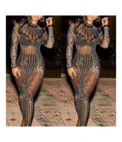 Mesh Hot Drilling Women Jumpsuit SJ110062