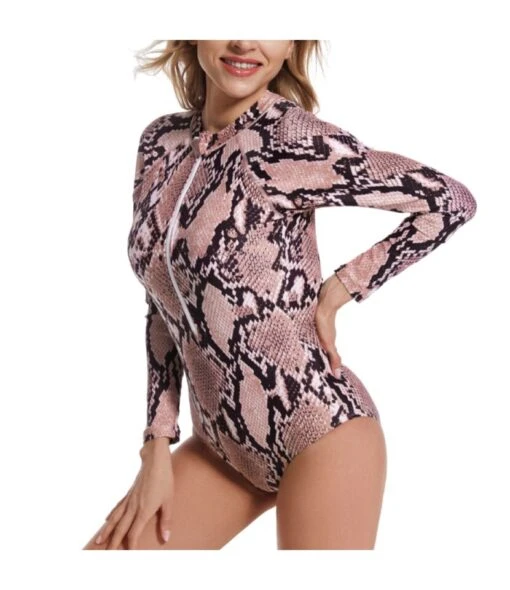 Snakeskin Print Athletic Sunscreen Zipper Surfing Long Sleeve Womens One Piece Swimsuit Wholesale Swimwear SSN533350 -NIKA Clothing Shop 43293387 1225 432f 8617 69dceec885d6 67db31b5a0b9bfc4ca667018ac08fd3e