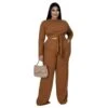 Plus Size 2pcs Women Wholesale Long Sleeve Top + Wide Leg Pants SO210360