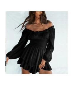 Pleated Boat Neck Long Sleeves Ruffled Playsuits Wholesale Women'S Clothing N4623050200001 -NIKA Clothing Shop 47bdcb2295964380a7e2aff700a1e273 4