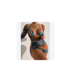 Three Pieces Sexy Lace Up Bikinis Print Swimsuit Bodycon Beach Swimwear Wholesale Vendors SSN560128