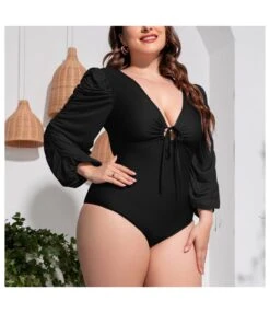 Sexy Deep V-Neck Lace-Up Bikini Bodysuits Solid Color Long Sleeveless Wholesale Plus Size Clothing SSN560784 -NIKA Clothing Shop 4dbc5b83 01bf 4b5b 9e3e c6b7eb6f824a f2573c8278f51c301daaa347a62e8719