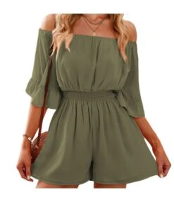 Ruffled Ruffle Off-Shoulder Half-Sleeves Playssuits Wholesale Women'S Clothing N4623051900044 -NIKA Clothing Shop 53309558f46d4e16bc72b00801065a4b 5