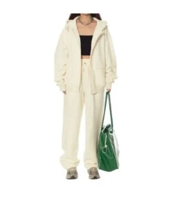 Casual Loose Hooded Casual Tops & Straight Pants Solid Color Wholesale Womens 2 Piece Sets SON562390