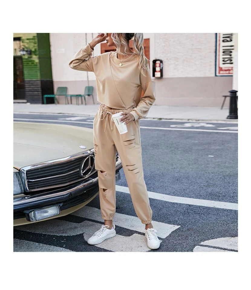 Two-Piece Outdoor Suits With Hole Style Womens Tracksuits Wholesale Two Piece Sets SO200057 2 Two-Piece Outdoor Suits With Hole Style Womens Tracksuits Wholesale Two Piece Sets SO200057