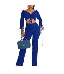Drawstring Crop Tops & Trousers Sexy Suits Wholesale Women'S 2 Piece Sets SON538235