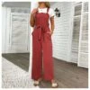 Women Plain Color Sleeveless Cotton Linen Wholesale Jumpsuits SJN580299