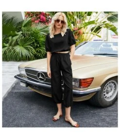 Casual Solid Color Wholesale Two Piece Sets Loose T Shirts & Pants Sets SO165498