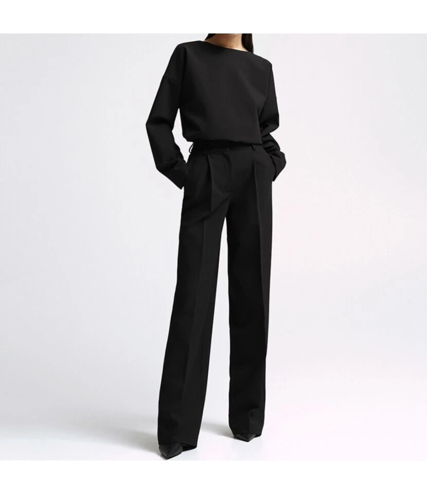 Simple Long-Sleeved Top And Wide-Leg Pants Commuting Two-Piece Set Wholesale Women Clothing SOV463821 5 Simple Long-Sleeved Top And Wide-Leg Pants Commuting Two-Piece Set Wholesale Women Clothing SOV463821 - Image 3