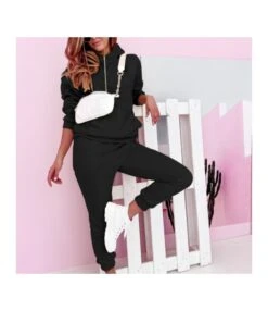 Thick Solid Color Hooded Sports Casual Sweatshirt Suit Wholesale Women Clothing SOV463730