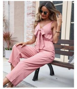 Women Cotton Linen Sleeveless V Neck Bowknot Wholesale Jumpsuits With Pockets SJN580622 -NIKA Clothing Shop 6c2ef0d2 3dbf 4e3d 8579 2cdabdba060e 5abb00b62f9ff1e2caeb70e235ca7fe5