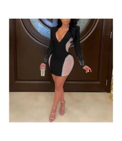 Deep V Neck Rhinestone Mesh Patchwork Bodycon Evening Dress SD030554 -NIKA Clothing Shop 70d77027 145a 4b16 80f0 935fc8d58f92 C3DD087575D4EB6FAD5E82BE67E6EA38